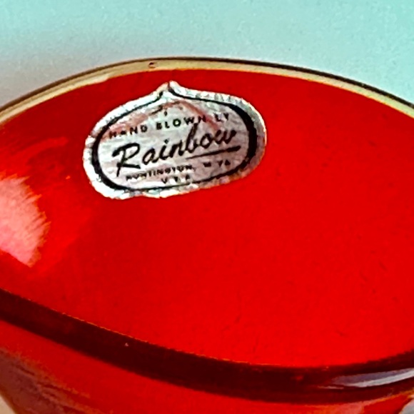 VTG Rainbow Art Glass Hand Blown Mini Crackle Glass Pitcher Orange & Yellow 3”H - Picture 6 of 8